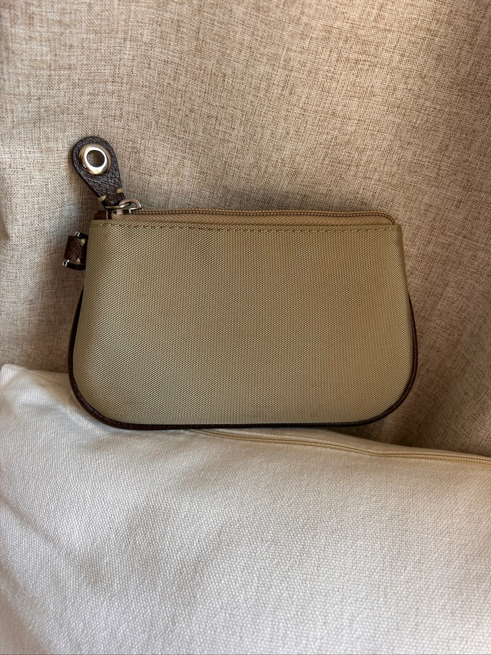 Pochette / Trousse LANCEL en toile beige et finitions cuir